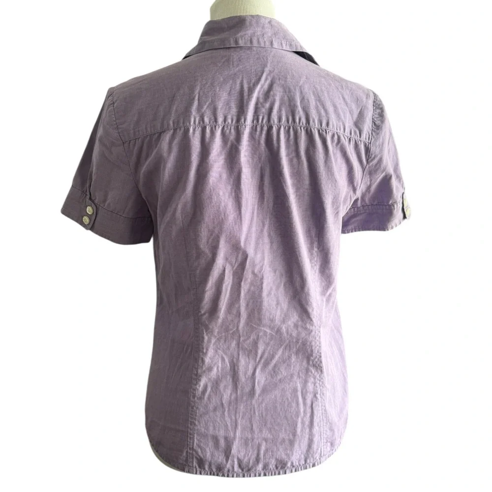 ๐ผ5 for 25๐ผ LOFT Purple Short Sleeve Button Down Shirt Size 8 - Picture 3 of 9